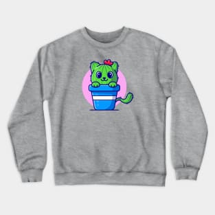 Cute Cat Cactus Cartoon Crewneck Sweatshirt